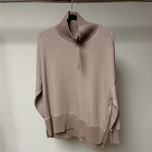 Varley barker high neck sweat taupe marl